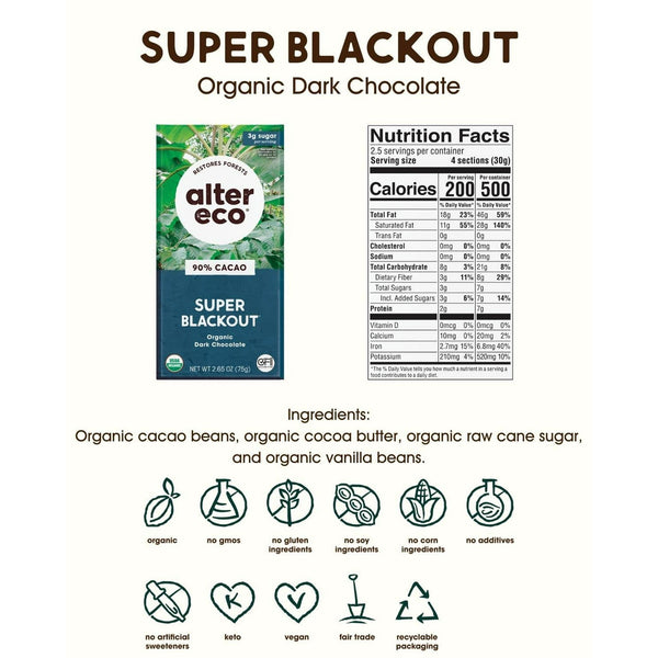 Alter Dark Super Blackout Barra de chocolate oscuro 3.5oz