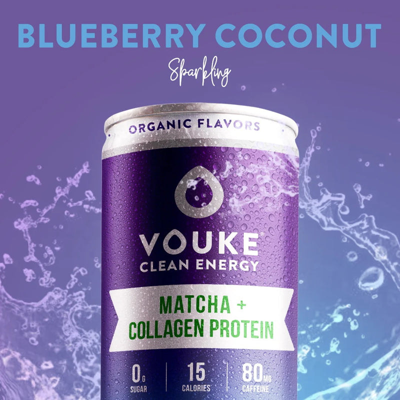 Vouke Clean Energy Matcha + Collagen Protein Bluberry Coconut 12oz