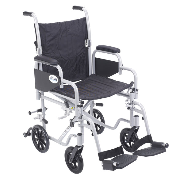 Drive Medical Poly Fly Light Weight Transport Chair Wheelchair with Swing away Footrest 18"