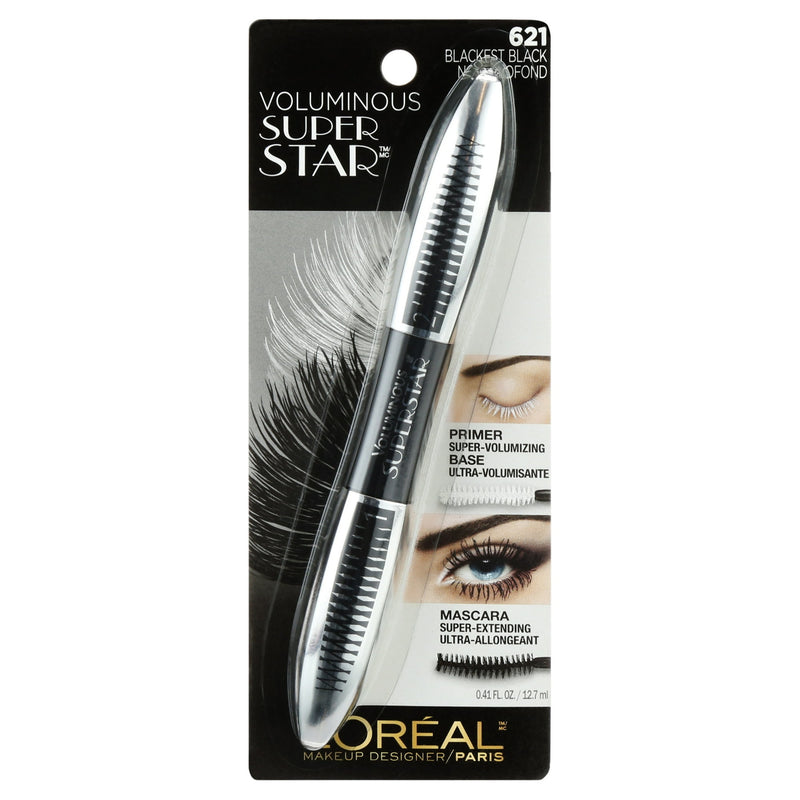 Loreal Voluminous Superstar Washable Mascara Blackest Black 621 0.41oz