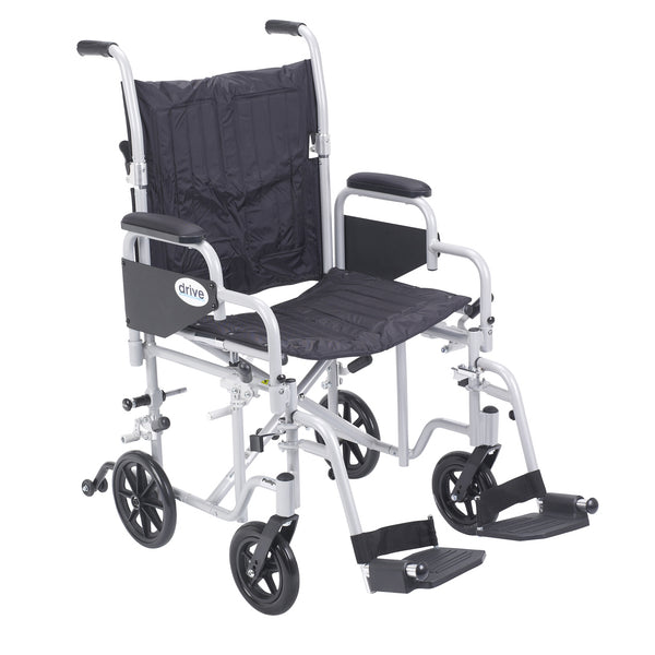 Drive Medical Poly Fly Light Weight Transport Chair Wheelchair with Swing away Footrest 20"