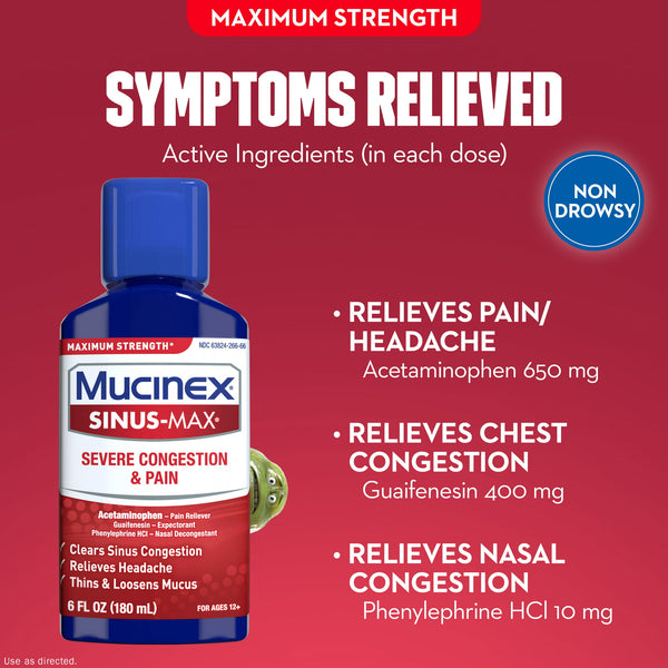Mucinex Sinus Max Severe Congestion & Pain 6Oz