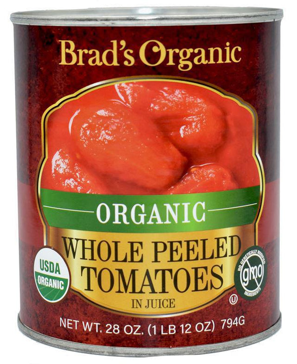 El tomate pelado entero orgánico de Brad con jugo de 28 oz