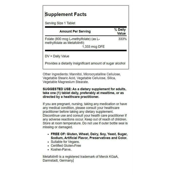 Solgar Folate Tablets 800mcg 100ct