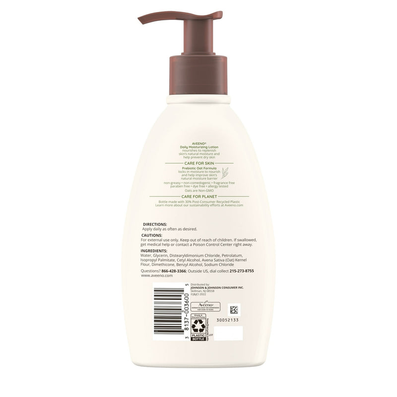 Loción corporal de hidratación hidratante diaria de Aveeno 12oz