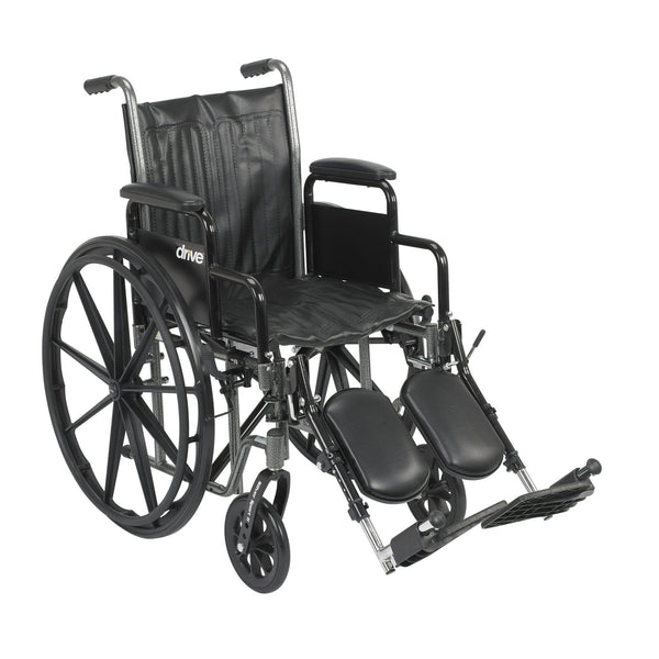 Drive Medical Silver Sport 2 Wheelchair 16" Seat Detachable Desk Arms Elevating Leg Rests