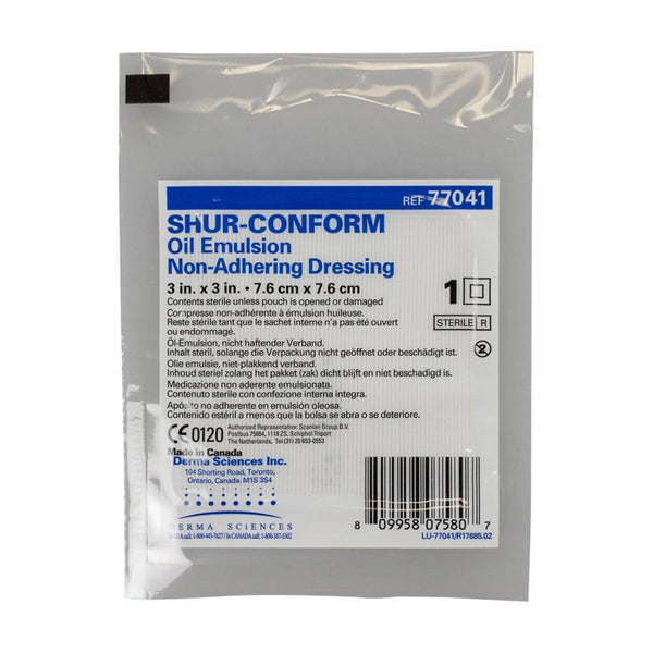 Derma Sciences Emulsión de aceite impregnado de aderezo con formación de Shur 3 "x 3"