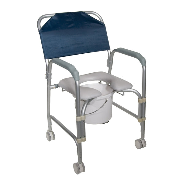 Drive Medical Lightweight Portable Shower Chair Commode with Casters