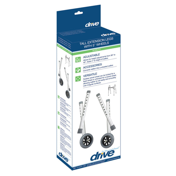 Drive Medical Extended Height Walker Wheels and Legs Combo Pack