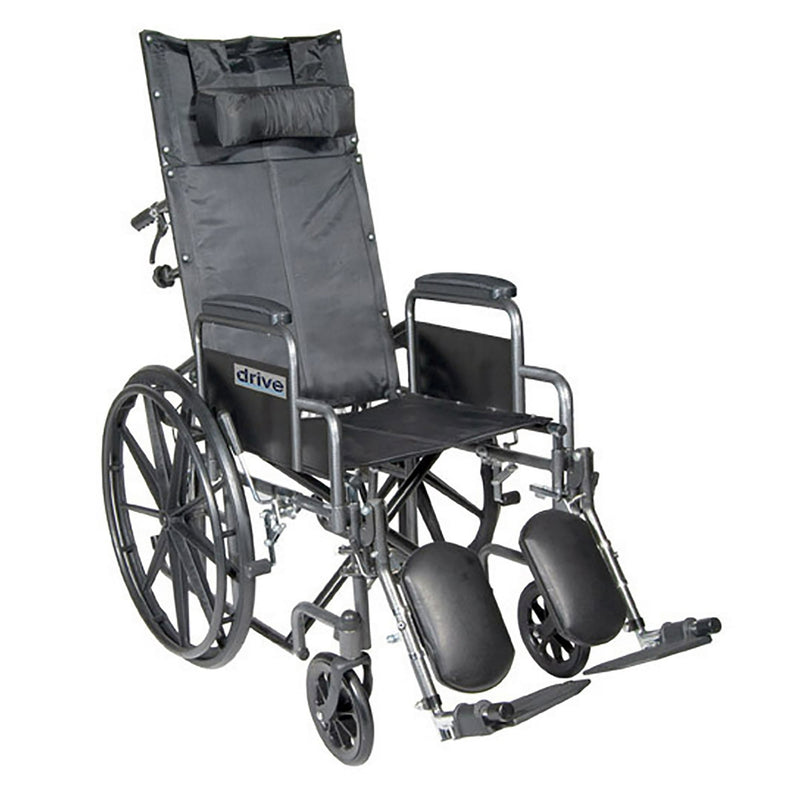 Drive Silver Sport Reclining Wheelchair 16" Seat Removable Desk Length With Footrest