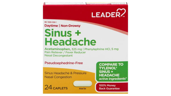 Leader Sinus + Headache Daytime Caplets 24ct