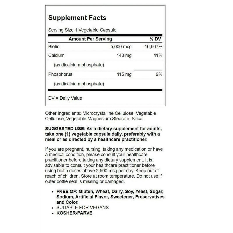 Solgar Biotin 5000 mcg Tablets 100ct