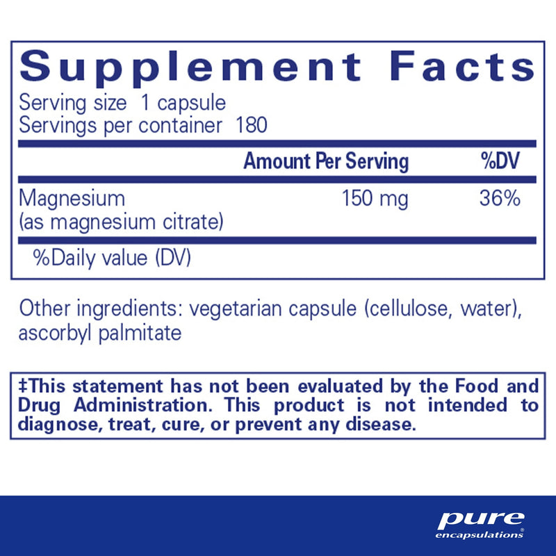 Pure Encapsulations Magnesium Citrate Capsules 180ct