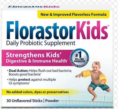 FlorastorKids Daily Probiotic Supplement, Powder, Digestive Concern, 30 Count