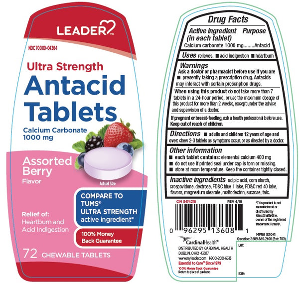 Leader Ultra Strength Antacid Tablets Chewables 72 ct
