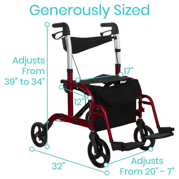 Vive Wheelchair Rollator Mob1018Red