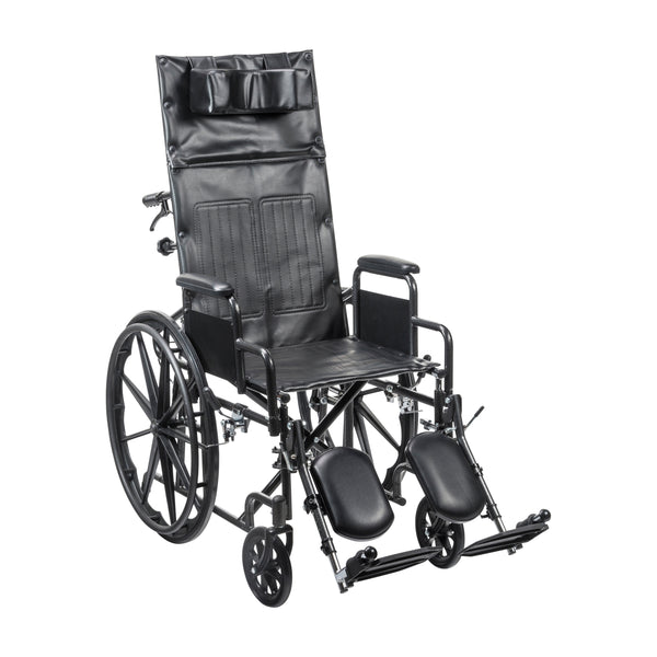 Drive Medical Silver Sport Full-Reclining Wheelchair, Desk Arms, 18" Seat