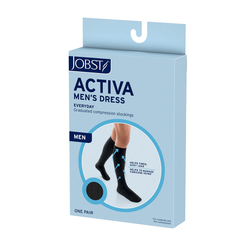 Jobst Activa Mens Dress Knee Alto Toe cerrado 8-15 Negro