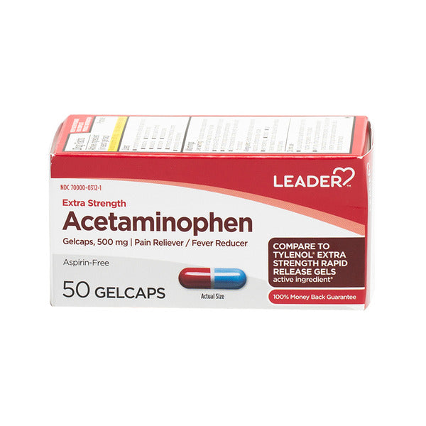 Leader Extra Strength Acetaminophen Geltabs 500mg 50ct