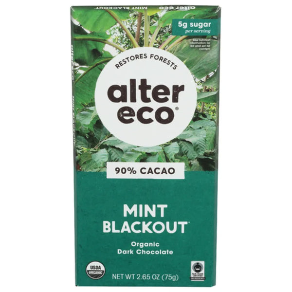 Alter Eco Mint Balckout Dark Chocolate Bar 2.65oz