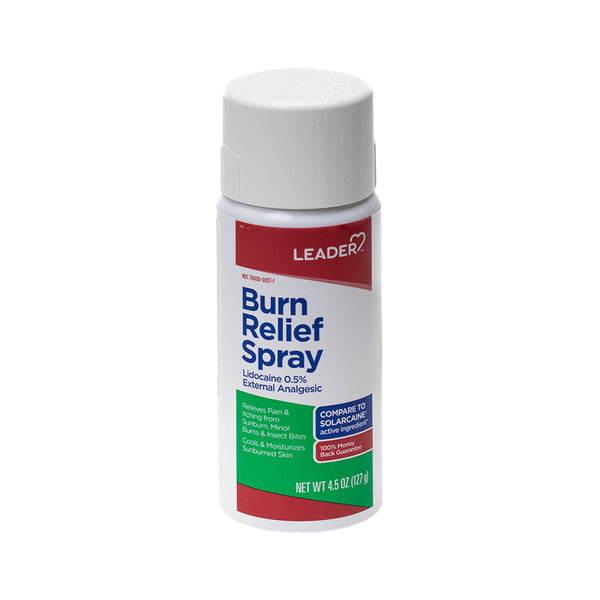 Leader Burn Relief Spray With Lidocaine 0.5% 4.5oz