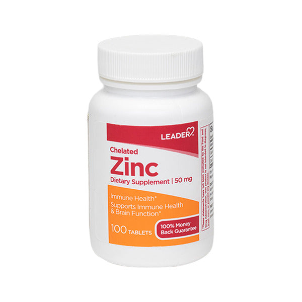 Leader Zinc Chelated 50mg Tablets 100ct