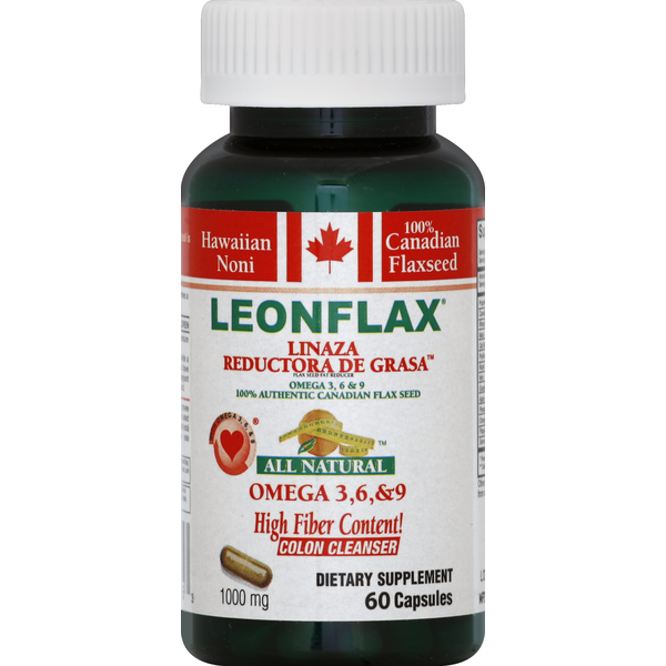 Leonflax Omega 3, 6 & 9 Flax Seed Colon Cleanse Capsules 60ct