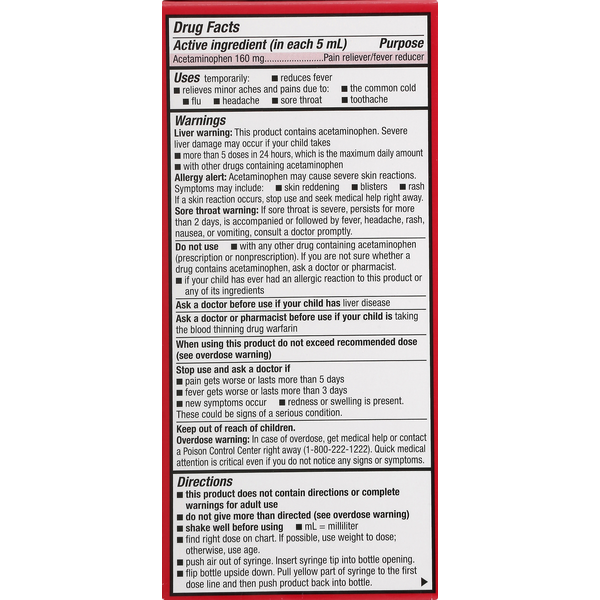 Leader Infant's Pain & Fever Acetaminophen 160mg Grape 2oz