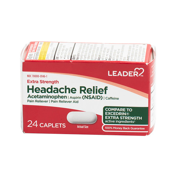 Leader Headache Relief Acetaminophen + Aspirin Caplets 24ct