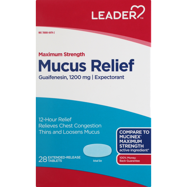 Leader Mucus Maximum Strength Relief Tablets 28ct