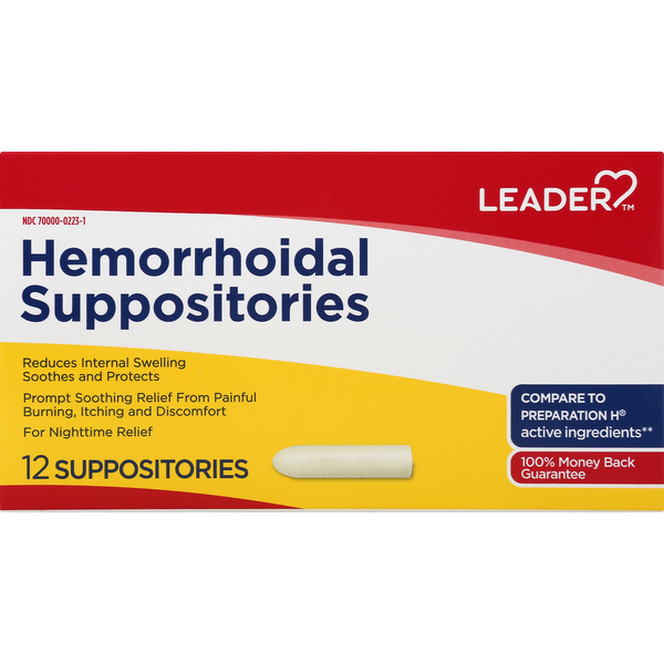 Leader Hemorrhoid Suppositories 12ct