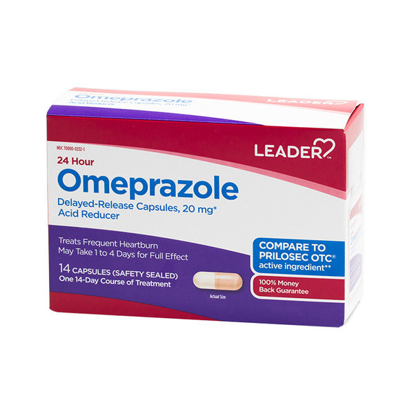 Leader Omeprazole 20mg 24hr Delayed Release Capsules 14ct