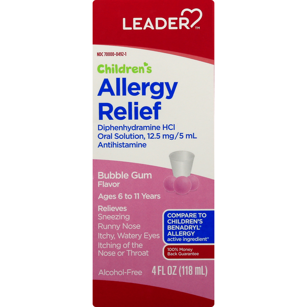 Leader Children's Allergy Relief Bubble Gum 4oz