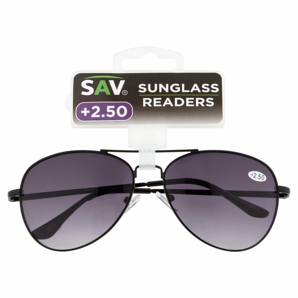 Sav Black Aviator Sunglass Reader Ssr03 +2.50