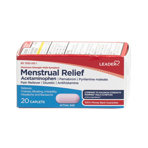 Leader Menstrual Relief Acetaminophen Caplets 20ct