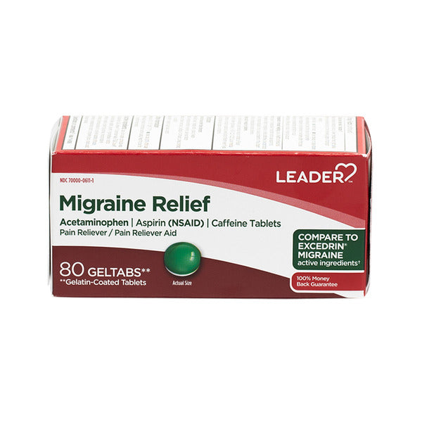 Leader Migraine Relief Acetaminophen Aspirin (nsaid) Geltabs 80ct