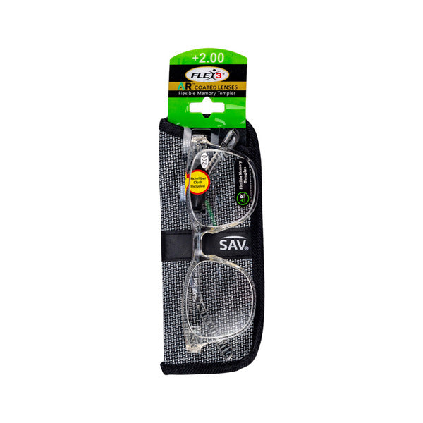 Sav Flex 3 Round Readers Glasses With Pins 5045 +2.00
