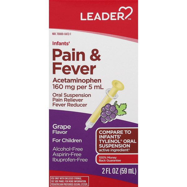 Leader Infant's Pain & Fever Acetaminophen 160mg Grape 2oz