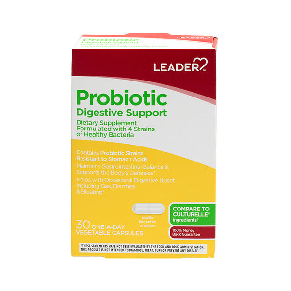 Leader Probiotic Digestive Support 4 Strain Vegetable Capsules 30ct