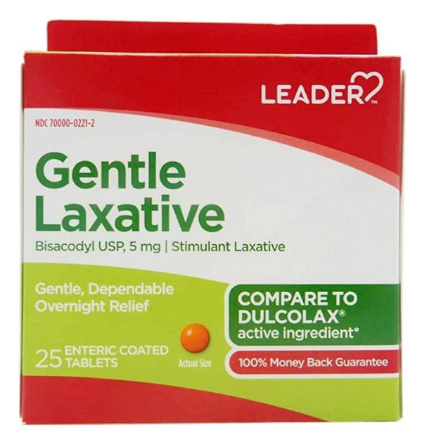 Leader Laxative Bisacodyl Tablets 5mg 25ct