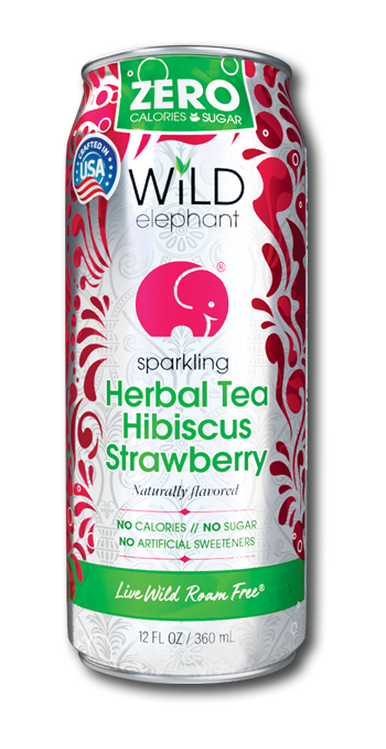 Elephantea Sparkling Herbal Tea Hibiscus Strawberry Zero 12Oz