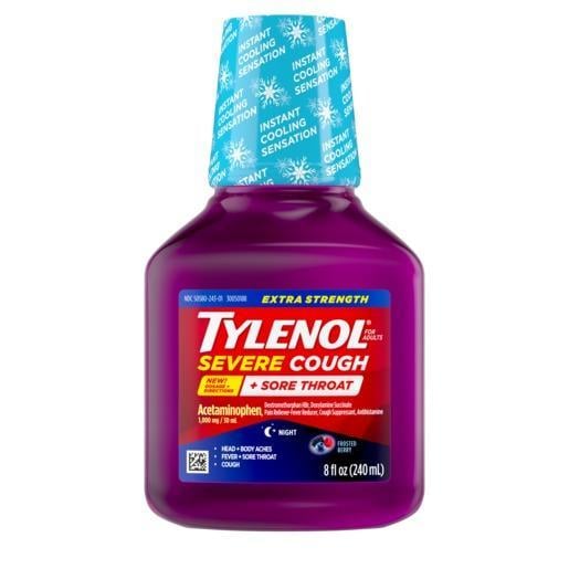 Tylenol Severe Cough Sore Throat Syrup 8Oz