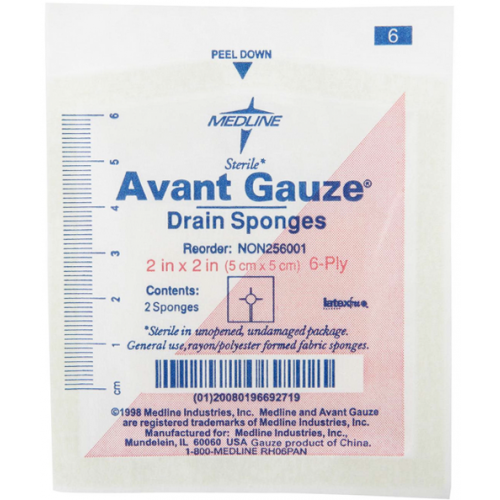 Medline Avant Drain Sponge 2" x 2" 35 Packs NON256001