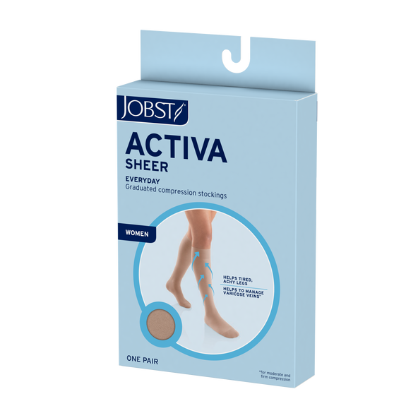 Jobst Activa Sheer Knee Knee High 20-30 Beige sedoso del pie cerrado