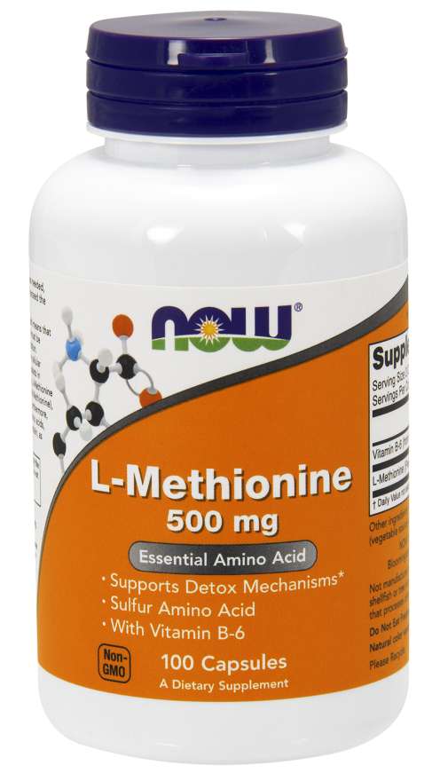 Now L-Methionine 500mg 100 Vegetable Capsules