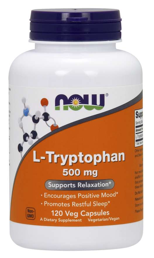 Now L-Tryptophan 500mg 120 Vegetable Capsules