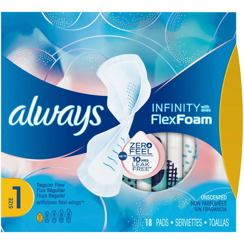 Always Pads Size 1 Infinity With Flex Foam 18 Count