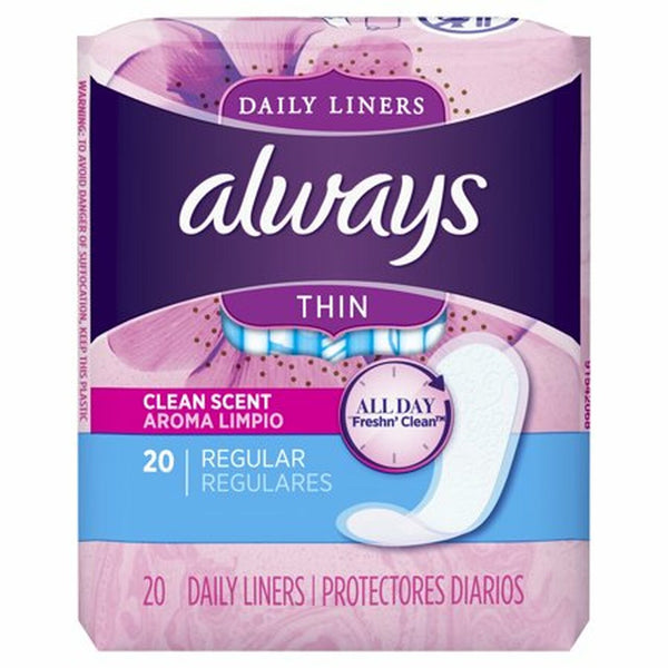 Always Daily Thin Liners, Scented, 20 ct