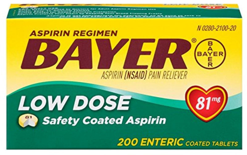 Bayer Aspirin Low Dose, 81 mg, 200 Coated Tablets