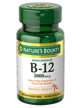 Nature's Bounty Vitamin B-12 5000 mcg 40 Tablets